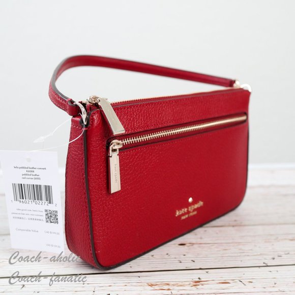 NWT Kate Spade New York Leila Leather Convertible Wristlet Wallet Bag in Red - Picture 9 of 12
